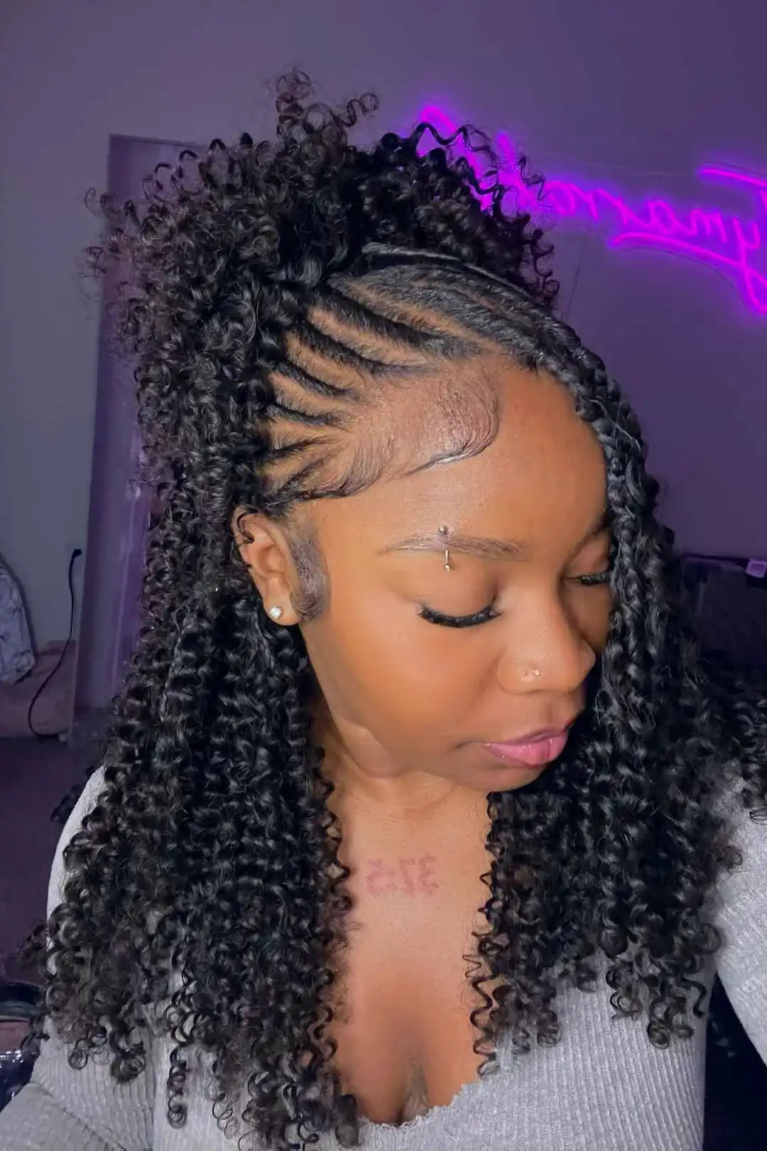 Double Drawn Burmese Curly with Spiral Curls Feather Crochet Human Hair Extension FE33 60g