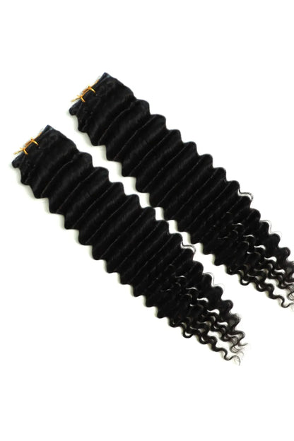 Ultra-thin Genius Weft Deep Wave Natural Black Virgin Hair