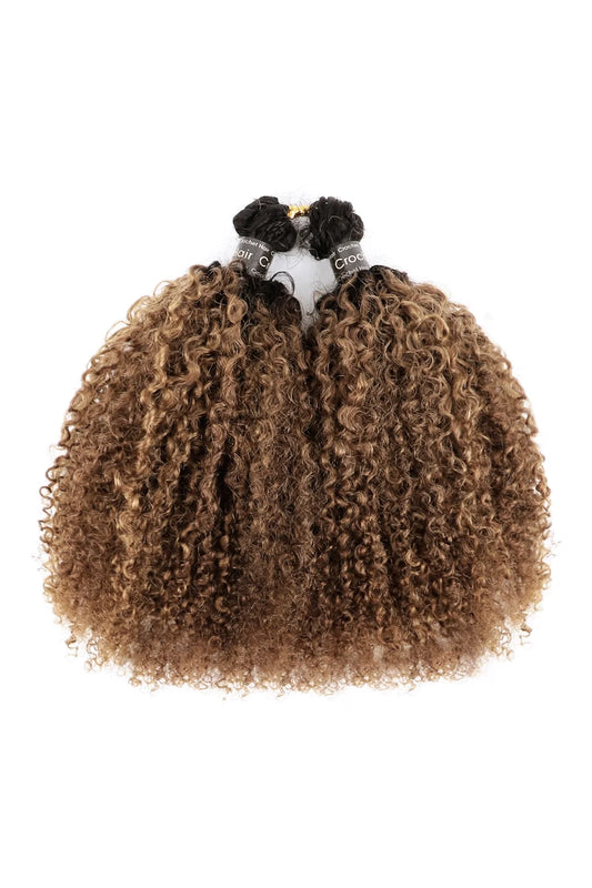 #1B/30 Two-tone Color Tight Curly Feather Crochet Human Hair