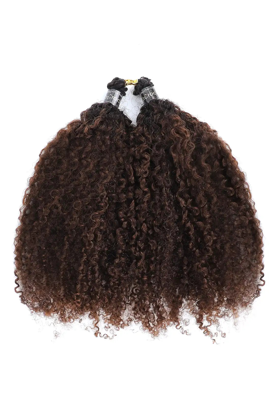Double Drawn #1B/4 Two-tone Color Tight Curly Feather Crochet Human Hair