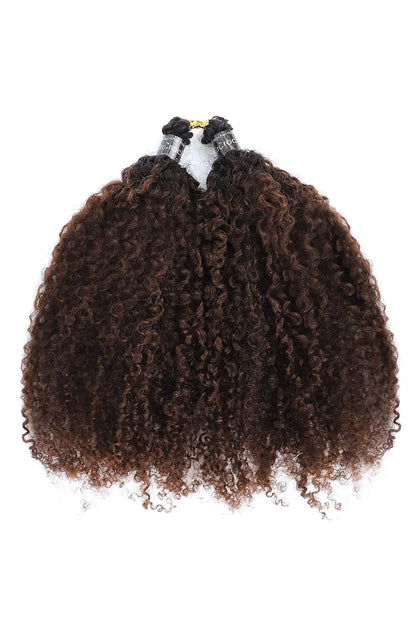Double Drawn #1B/4 Two-tone Color Tight Curly Feather Crochet Human Hair