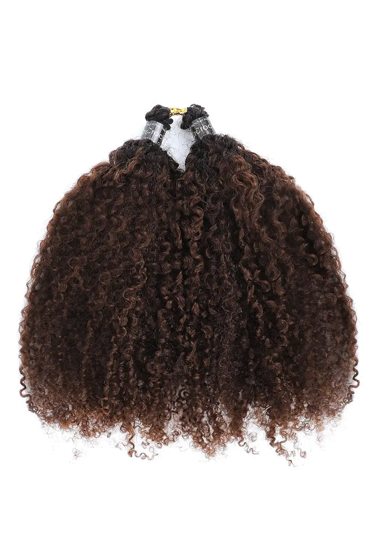Double Drawn #1B/4 Two-tone Color Tight Curly Feather Crochet Human Hair