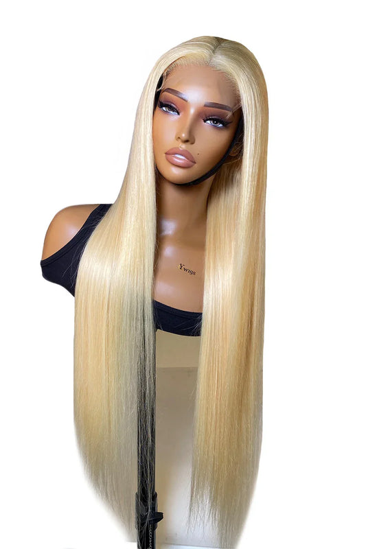 613 Blonde HD Swiss Lace/Transparent HD Lace Wig 5x5 Frontal Glueless Straight Hair