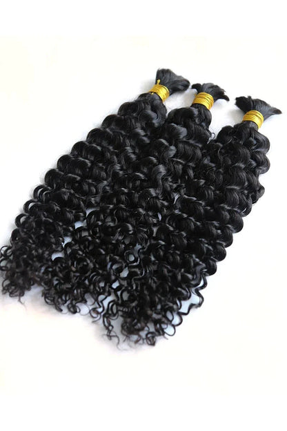 #1 Jet Black Spanish Curly Bulk Hair Extensions for Braiding BU22