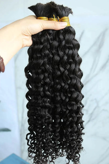 #1 Jet Black Spanish Curly Bulk Hair Extensions for Braiding BU22