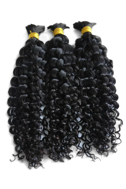 #1 Jet Black Spanish Curly Bulk Hair Extensions for Braiding BU22