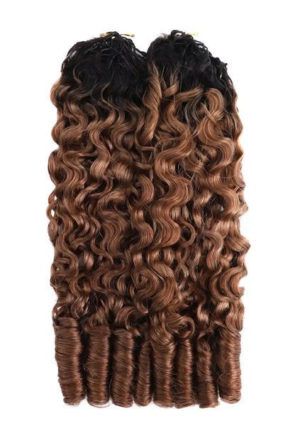 Auburn Brown Ombre Burmese Curly with Spiral Curls Feather Crochet Hair - T1B/30 Human Hair