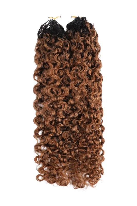 Auburn Brown Ombre Water Deep Wave Feather Crochet Hair - T1B/30 Human Hair