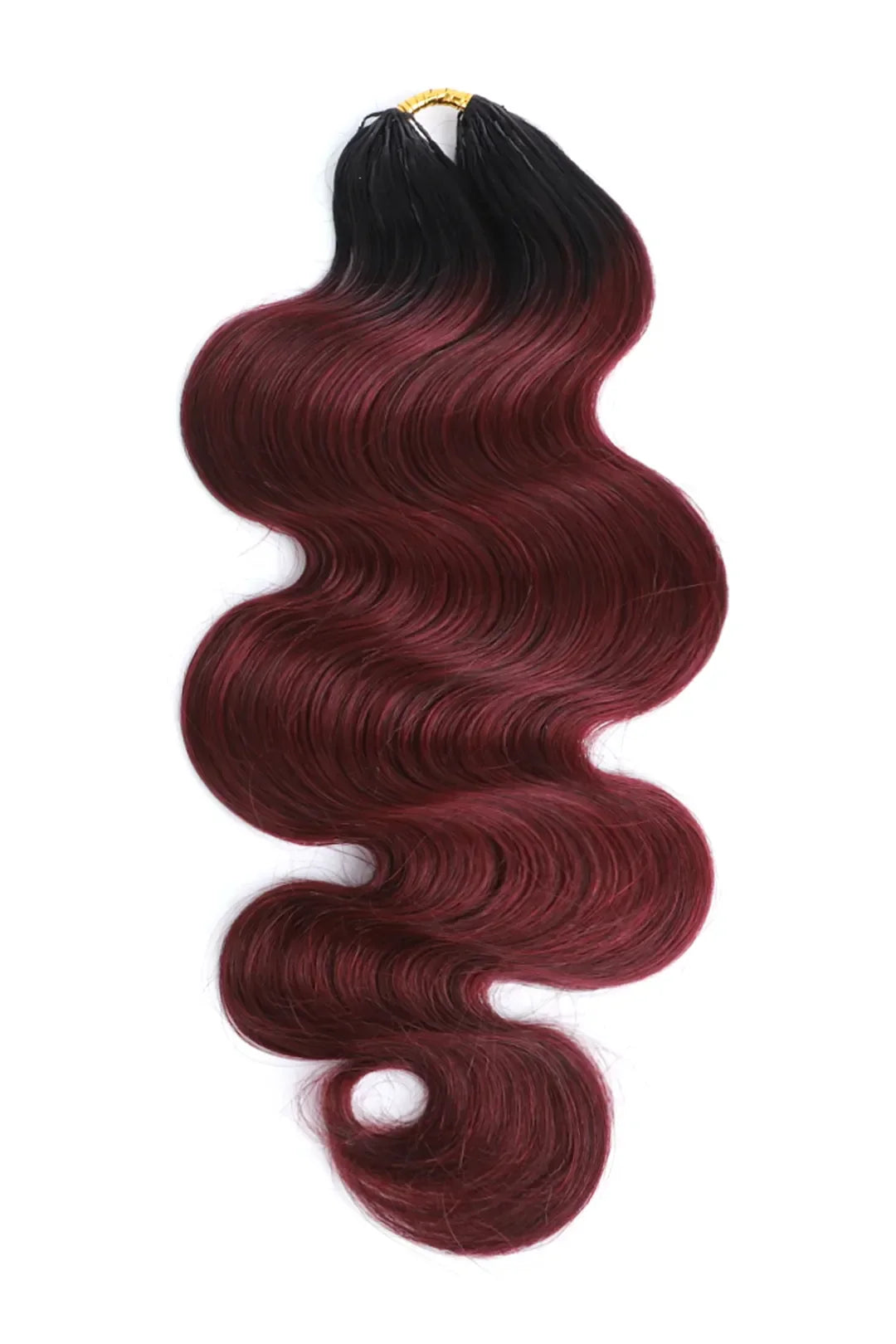 Double Drawn Burgundy Ombre Body Wave Feather Crochet Hair - T1B/99J Human Hair