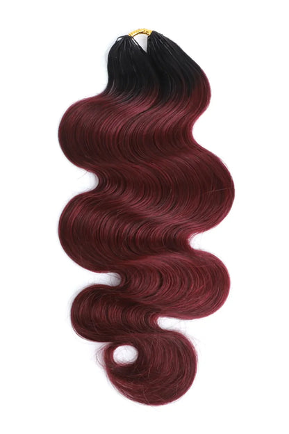 Double Drawn Burgundy Ombre Body Wave Feather Crochet Hair - T1B/99J Human Hair