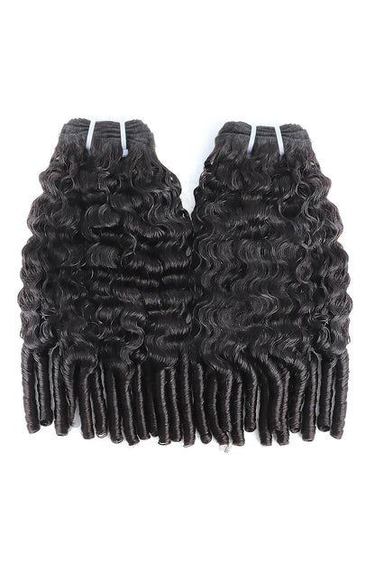 Burmese Curly with Spiral Curls Ends Bundle Cambodia Virgin Hair 12A 50% Density