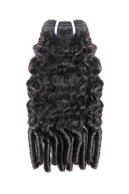 Burmese Curly with Spiral Curls Ends Bundle Cambodia Virgin Hair 12A 50% Density