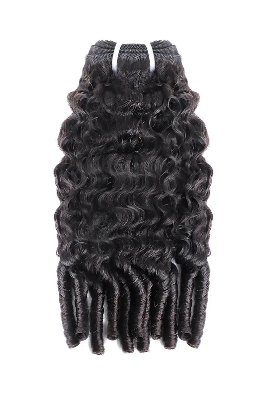 Burmese Curly with Spiral Curls Ends Bundle Cambodia Virgin Hair 12A 50% Density