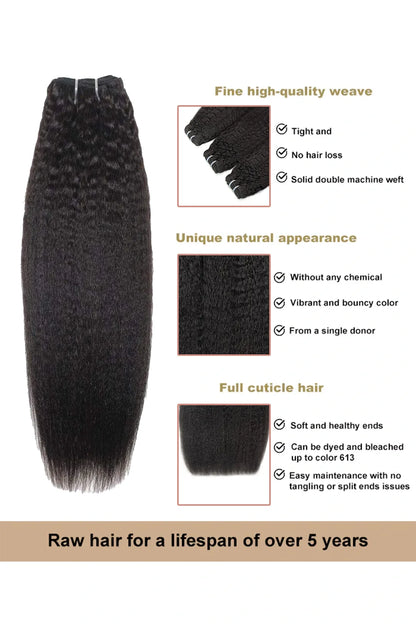 Cambodian Virgin Hair Bundle Kinky Straight Natural Color 12A 20% Density