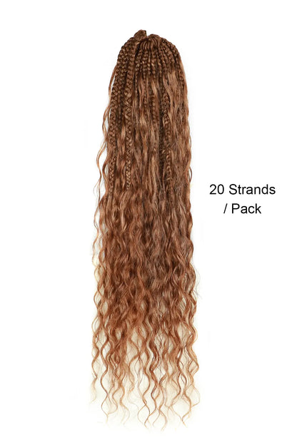 Color 30# Boho Crochet Box Braids with Human Hair Curls Deep Wave 1