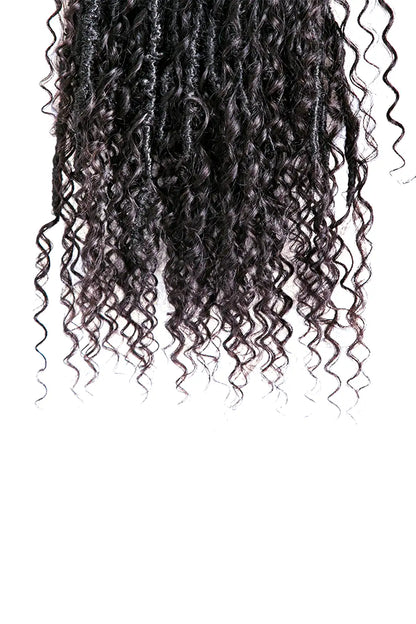 Crochet Faux Locs Braids with Human Hair Curls Pre-Looped 3