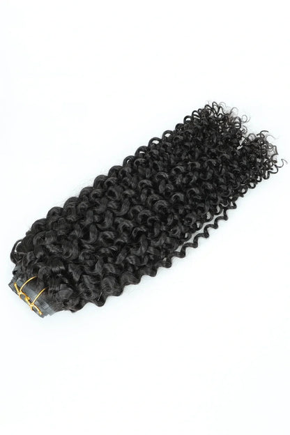 Curly Seamless Clip in Hair Extensions Natural Black 7 Pcs