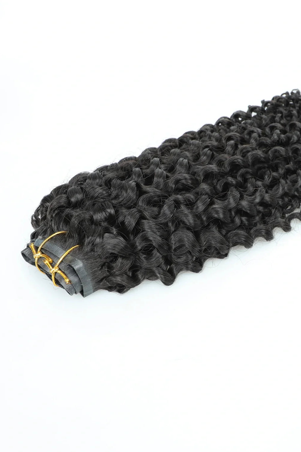 Curly Seamless Clip in Hair Extensions Natural Black 7 Pcs