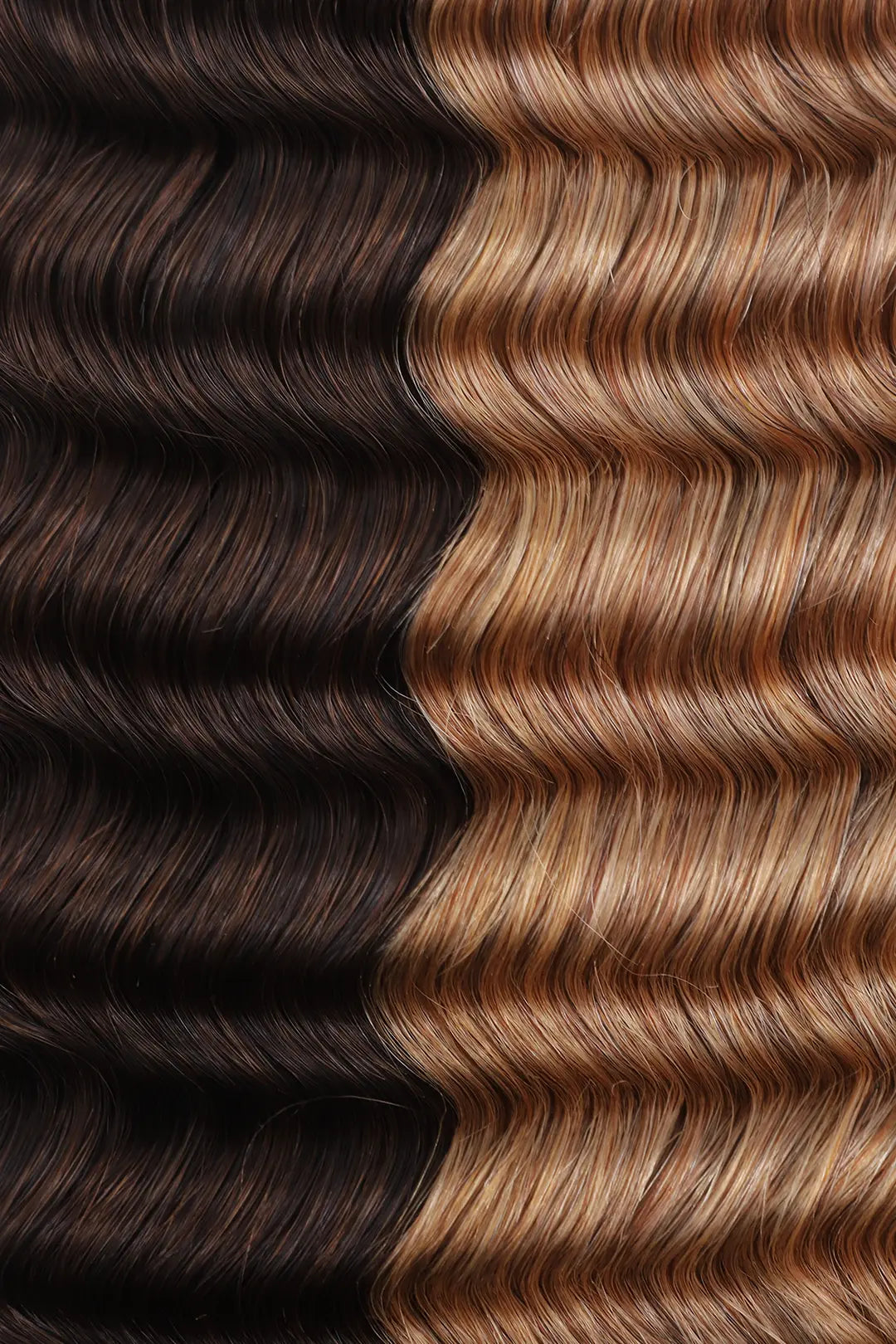 Curvature details of T natural black root piano color #4/#27 deep wave feather crochet human hair
