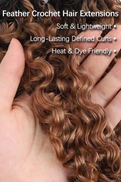 Auburn Brown Ombre Burmese Curly with Spiral Curls Feather Crochet Hair - T1B/30 Human Hair