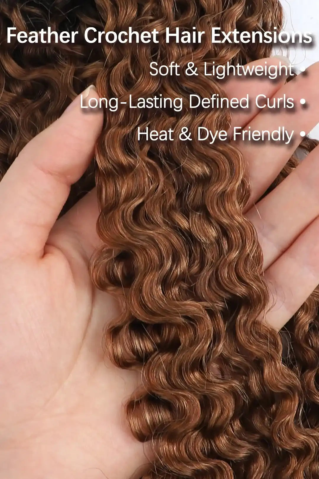 Auburn Brown Ombre Water Deep Wave Feather Crochet Hair - T1B/30 Human Hair