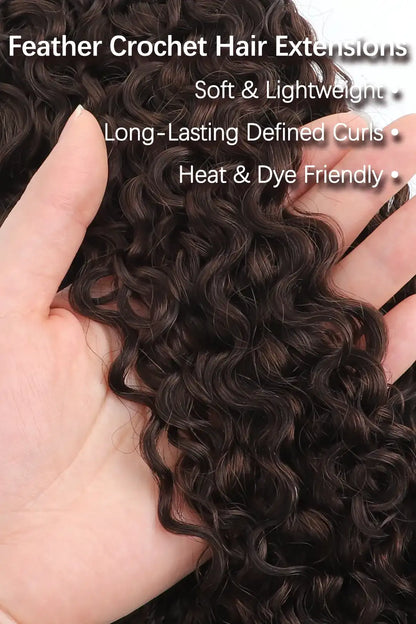 Dark Brown #4 Burmese Curly with Spiral Curls Feather Crochet Miracle Knots Hair