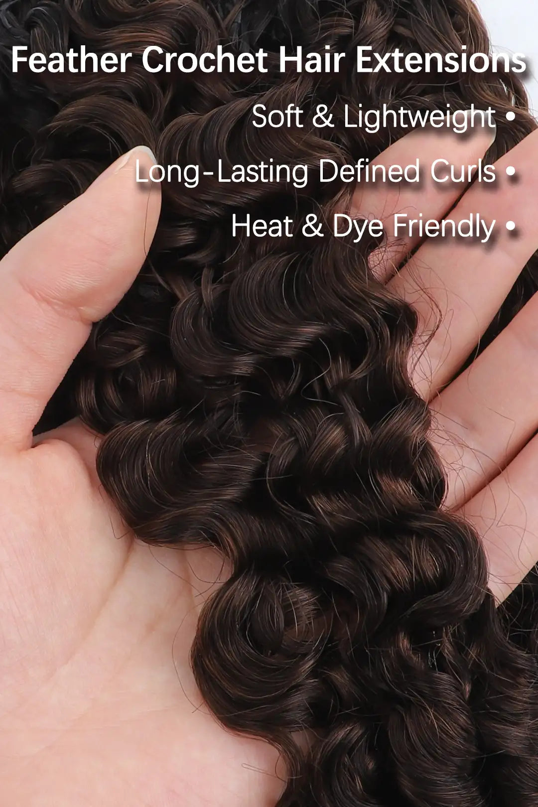 Dark Brown Ombre Burmese Curly with Spiral Curls Feather Crochet Hair - T1B/4 Human Hair