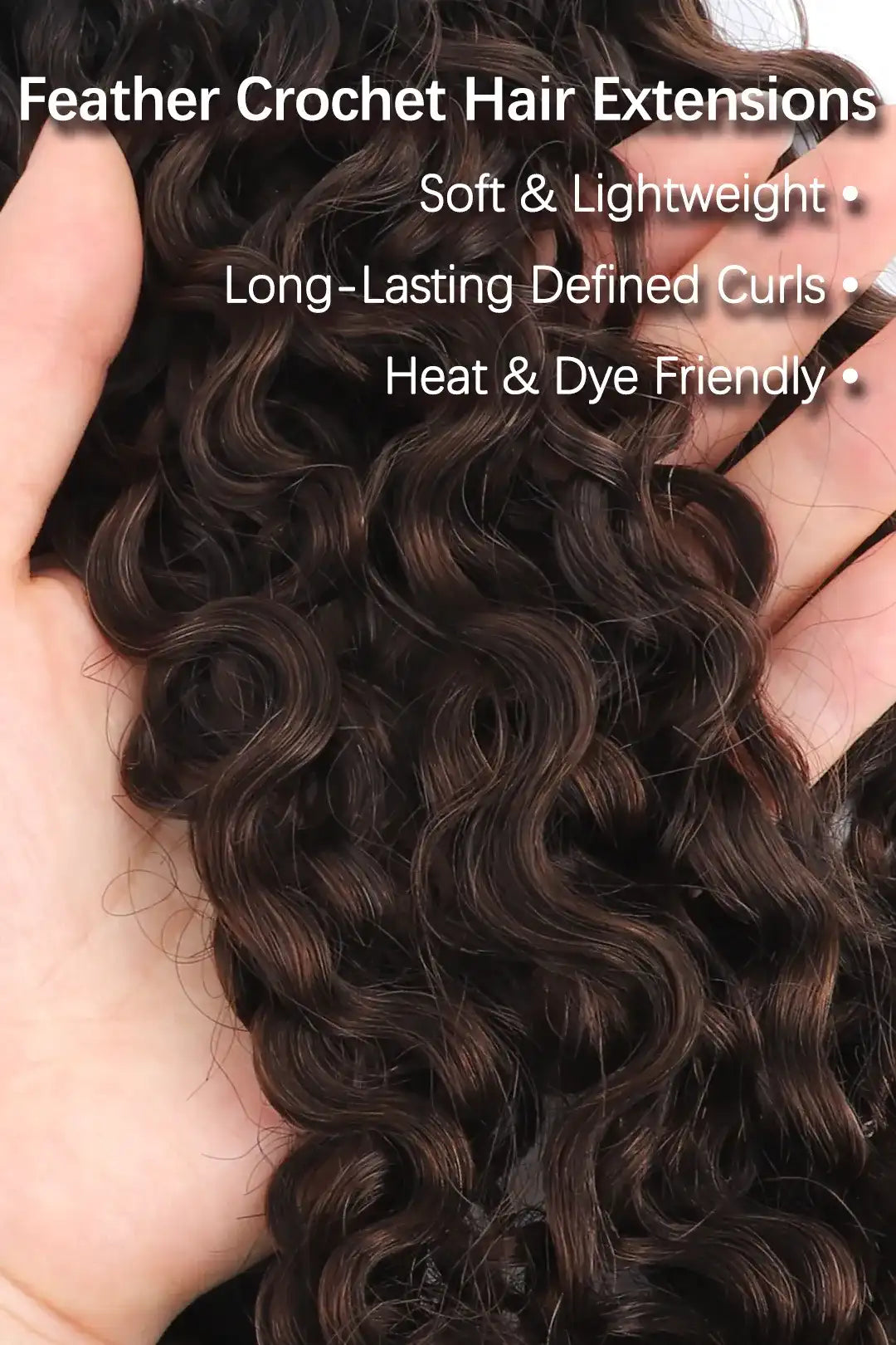 Dark Brown Ombre Water Deep Wave Feather Crochet Hair - T1B/4A Human Hair