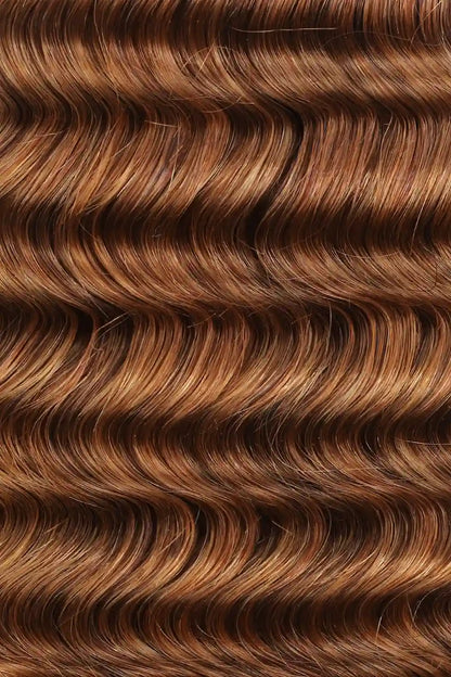 Double Drawn  #30a Light Auburn Bulk Hair Deep Wave BU46