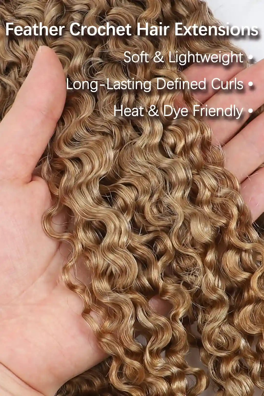Honey Blonde #27 Burmese Curly with Spiral Curls Feather Crochet Miracle Knots Hair