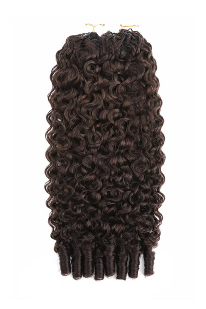 Dark Brown #4 Burmese Curly with Spiral Curls Feather Crochet Miracle Knots Hair