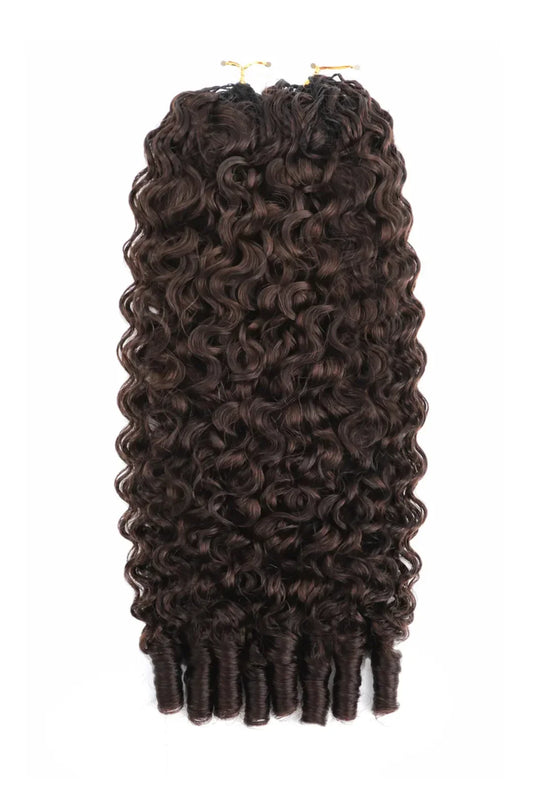 Dark Brown #4 Burmese Curly with Spiral Curls Feather Crochet Miracle Knots Hair