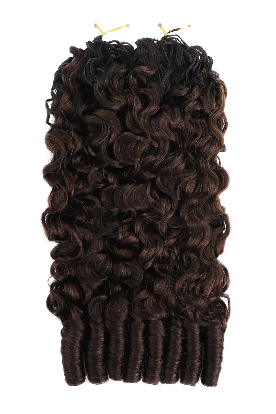 Dark Brown Ombre Burmese Curly with Spiral Curls Feather Crochet Hair - T1B/4 Human Hair