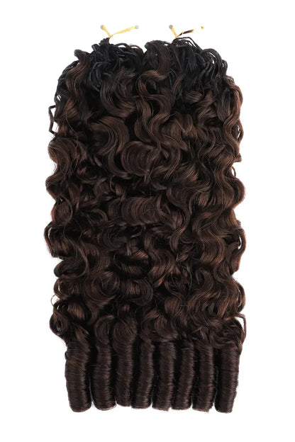 Dark Brown Ombre Burmese Curly with Spiral Curls Feather Crochet Hair - T1B/4 Human Hair