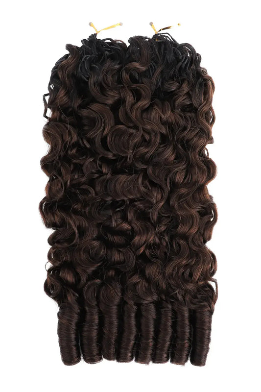 Dark Brown Ombre Burmese Curly with Spiral Curls Feather Crochet Hair - T1B/4 Human Hair