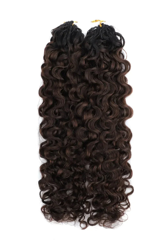 Dark Brown Ombre Water Deep Wave Feather Crochet Hair - T1B/4A Human Hair