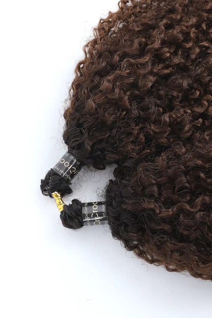 Double Drawn #1B/4 Two-tone Color Tight Curly Feather Crochet Human Hair