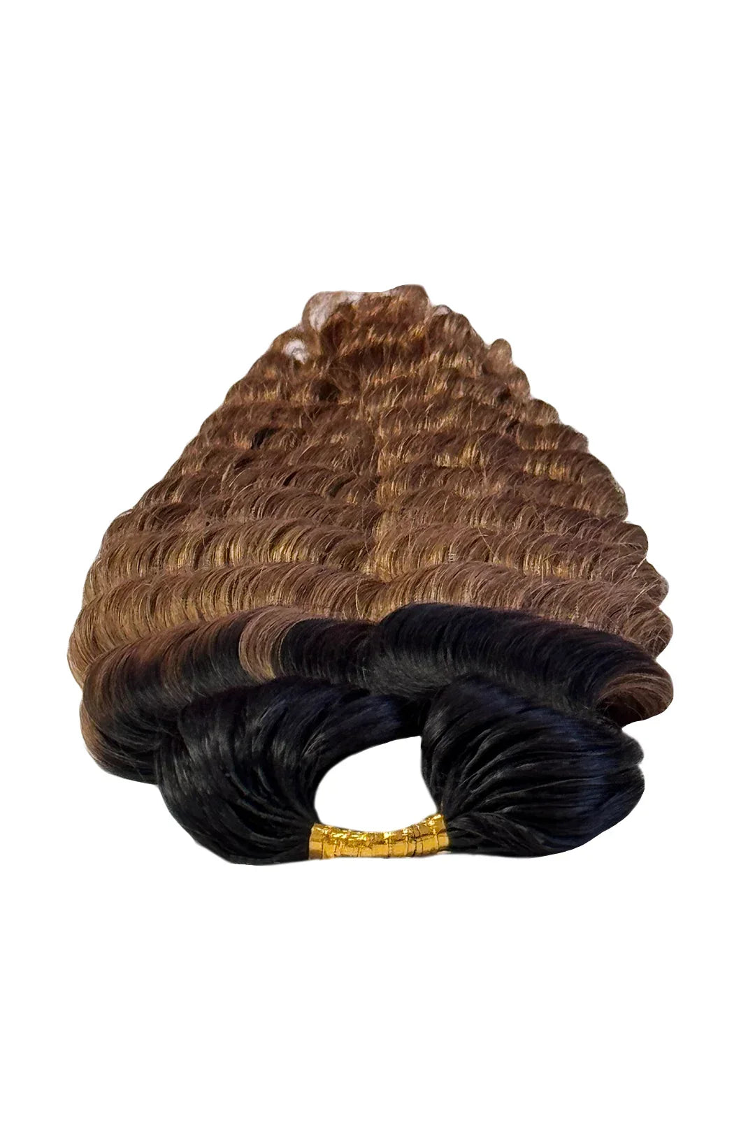 Double Drawn Auburn Brown Ombre Deep Wave Feather Crochet Hair - T1B/30 Human Hair