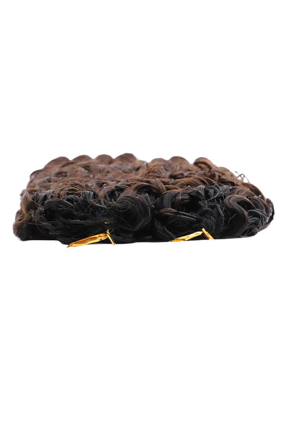 Dark Brown Ombre Burmese Curly with Spiral Curls Feather Crochet Hair - T1B/4 Human Hair