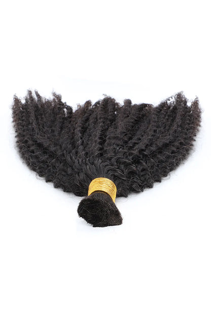 Single Drawn Kinky Curly Bulk Human Hair Natural Black