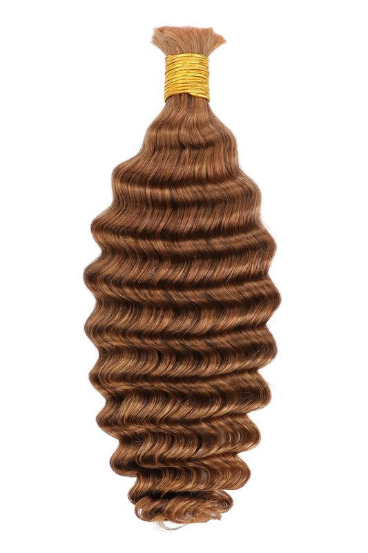 Double Drawn  #30a Light Auburn Bulk Hair Deep Wave BU46