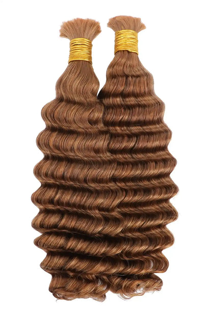 Double Drawn  #30a Light Auburn Bulk Hair Deep Wave BU46