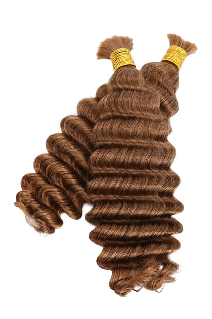 Double Drawn  #30a Light Auburn Bulk Hair Deep Wave BU46