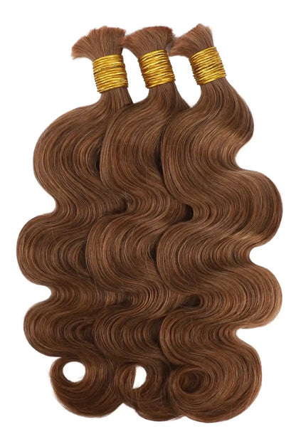 Double Drawn #30 Auburn Brown Body Wave Bulk Hair BU60
