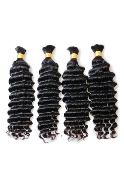 Double Drawn Deep Wave Bulk Human Hair For Braiding BU03