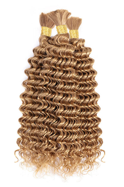Double Drawn Deep Wave #27 Medium Blonde Bulk Hair For Braiding