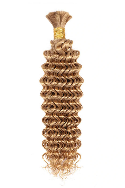 Double Drawn Deep Wave #27 Medium Blonde Bulk Hair For Braiding