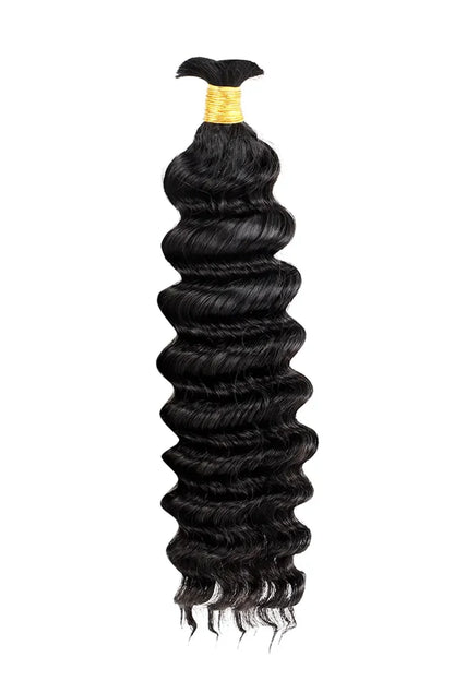 Double Drawn Jet Black Deep Wave Bulk Human Hair BU57