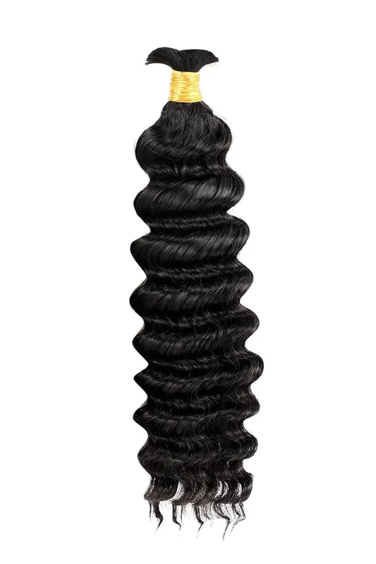 Double Drawn Jet Black Deep Wave Bulk Human Hair BU57