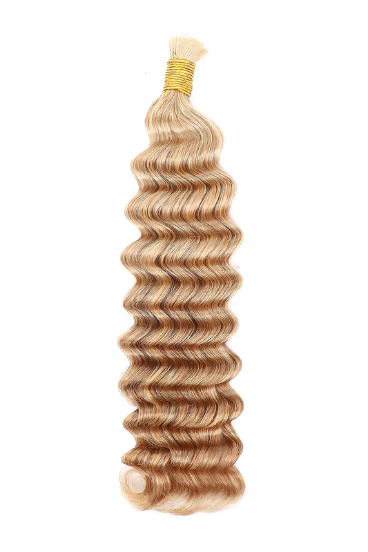 Double Drawn Medium Blonde Bulk Hair For Braiding Loose Deep Wave